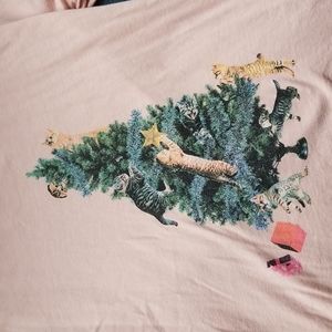 Girls Christmas long sleeve t-shirt with cats size 10-12